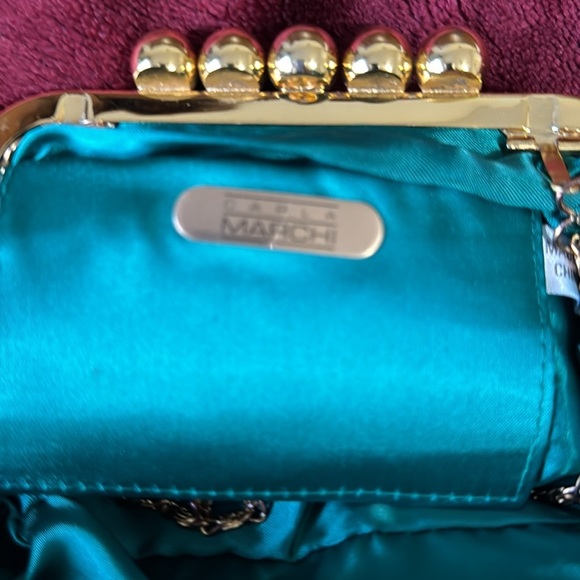 Chic Teal Clutch with Gold Accents - Picture 5 of 9
